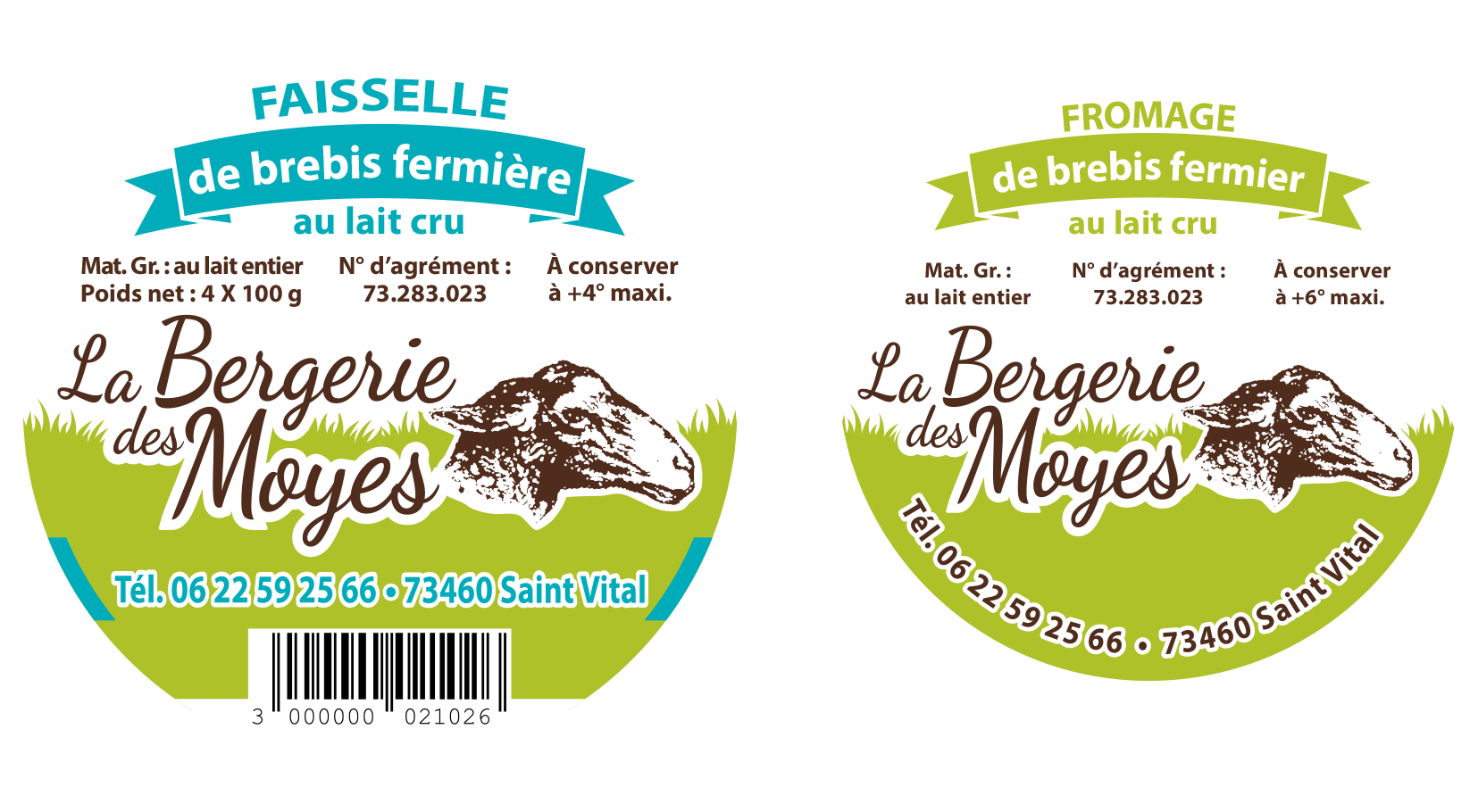 Etiquettes fromages Bergerie des Moyes après refonte