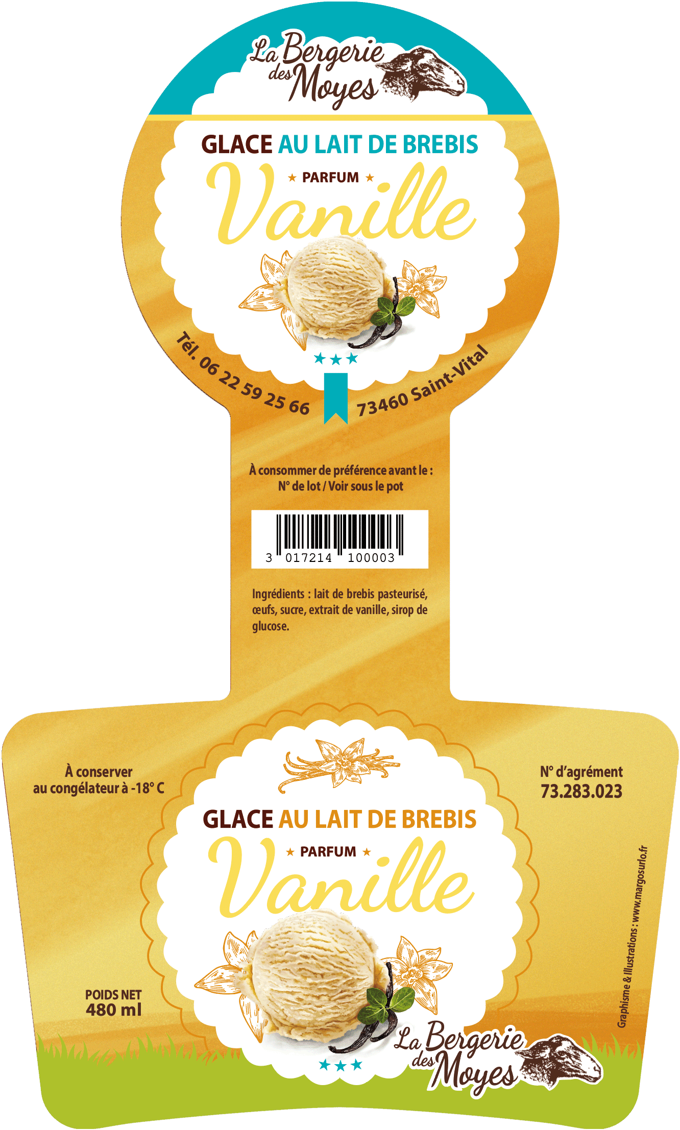 création graphique étiquettes de glaces