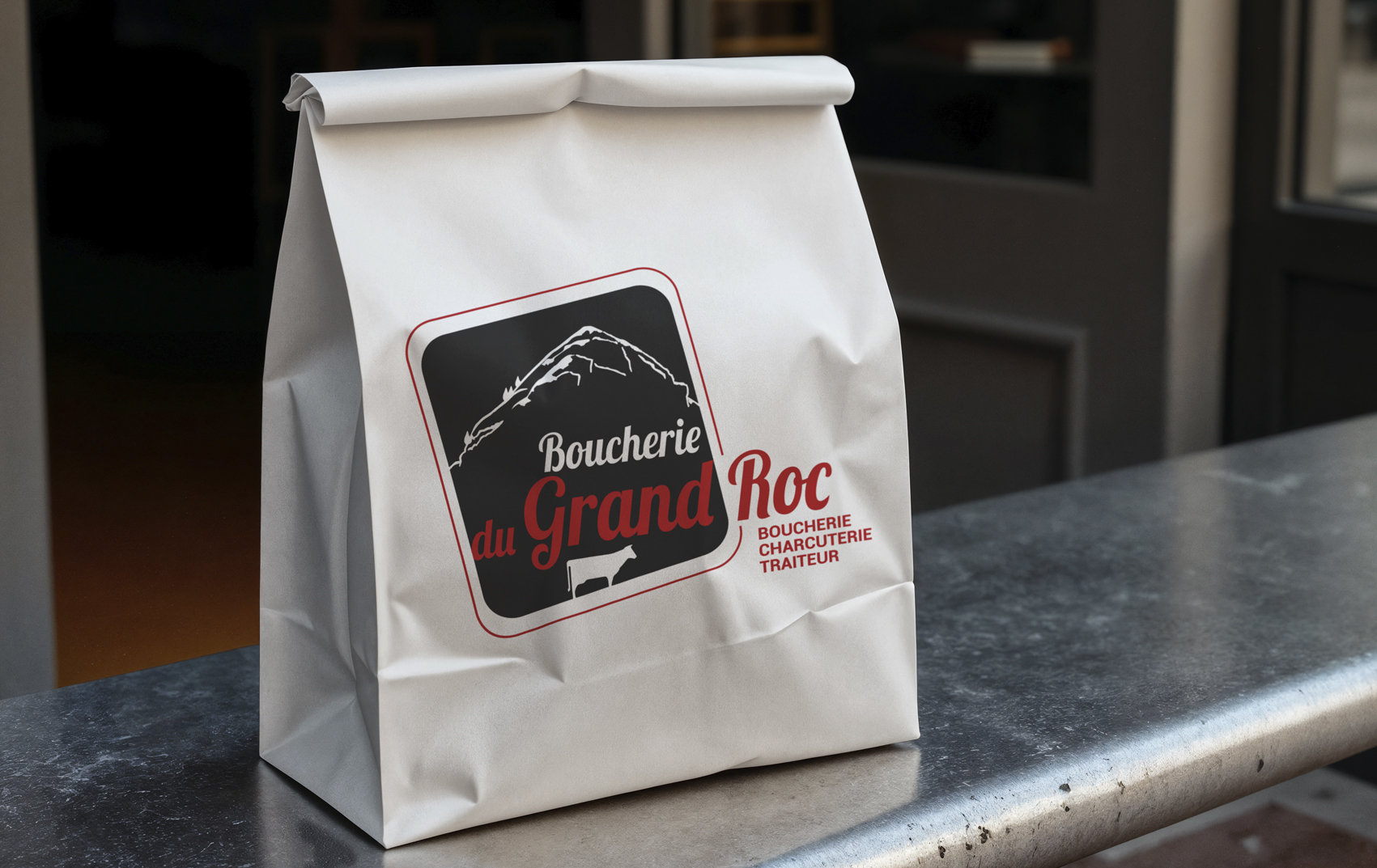 logo Grand Roc sur sac papier
