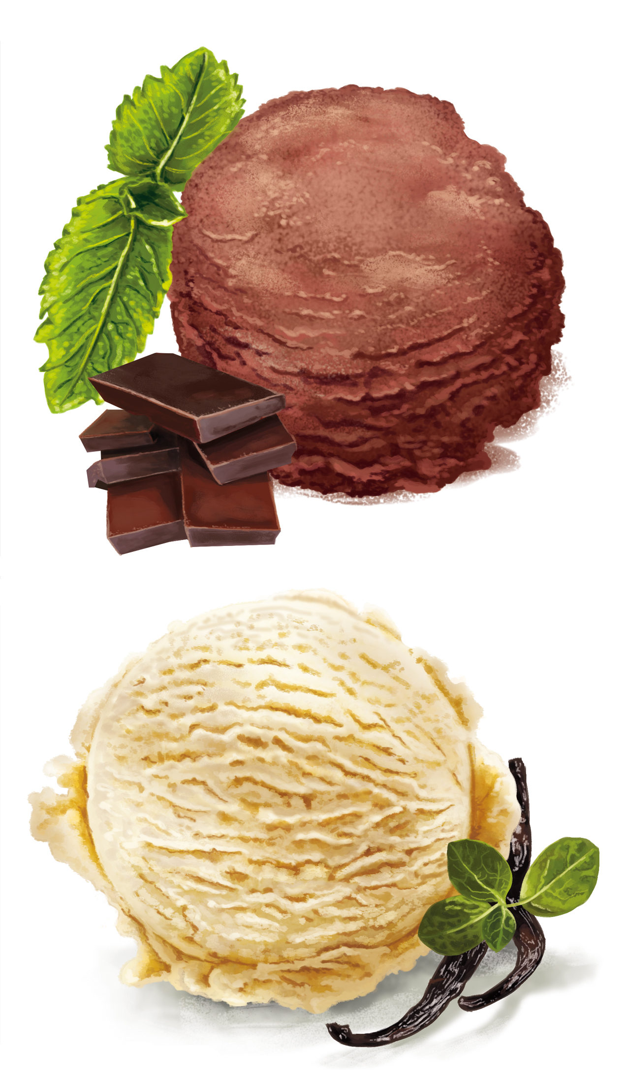 illustrations digital painting boules de glace